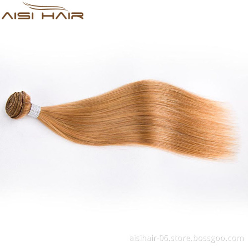 Aisi Hair Wholesale Natural silky straight blonde color  brazilian human hair weaves